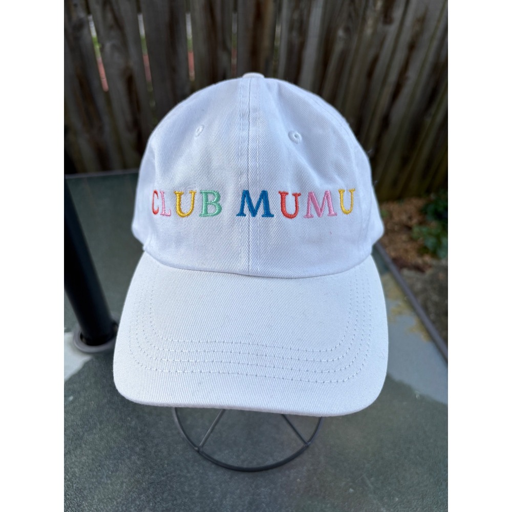 Show Your Love Club Mumu White Baseball Cap Hat Rainbow Embroidery Adjustable